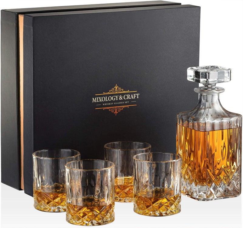 Mixology & Craft طقم زجاجات ويسكي ميكسولوجي والحرف - كريستال بوربون، سكوتش، كونيك (10 أونص)  - Image 3